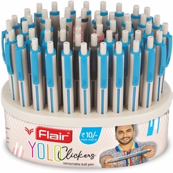 Flair Yolo Clickers Retractable Ball Pen 50pcs Jar - Blue40-Black7-Red3